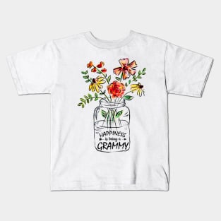 Womens Happiness Is Being Grammy Life - Flower Art - Grandma Tee T-Shirt For Women Kids T-Shirt